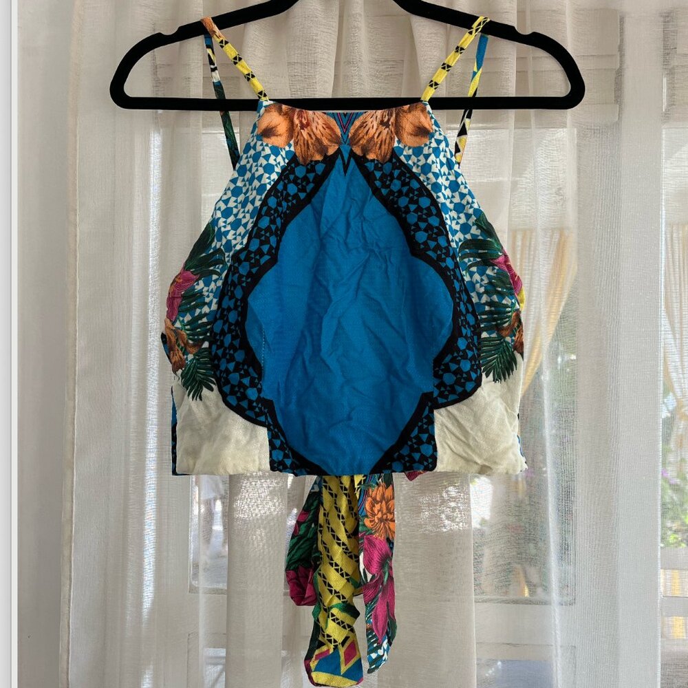 Brazilian Patterned Tie-Back Shirt